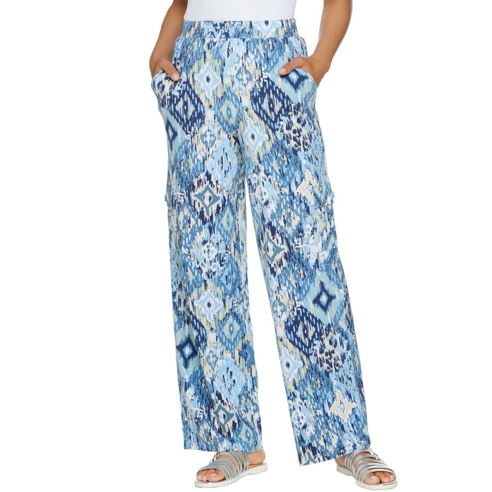 D & Co Beach Pull on Cargo Pants Med Petite Ikat